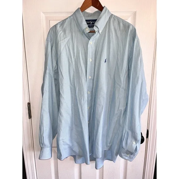 Ralph Lauren Blake Shirt Men's Size LARGE Blue Long Sleeve Button Down - Picture 2 of 7